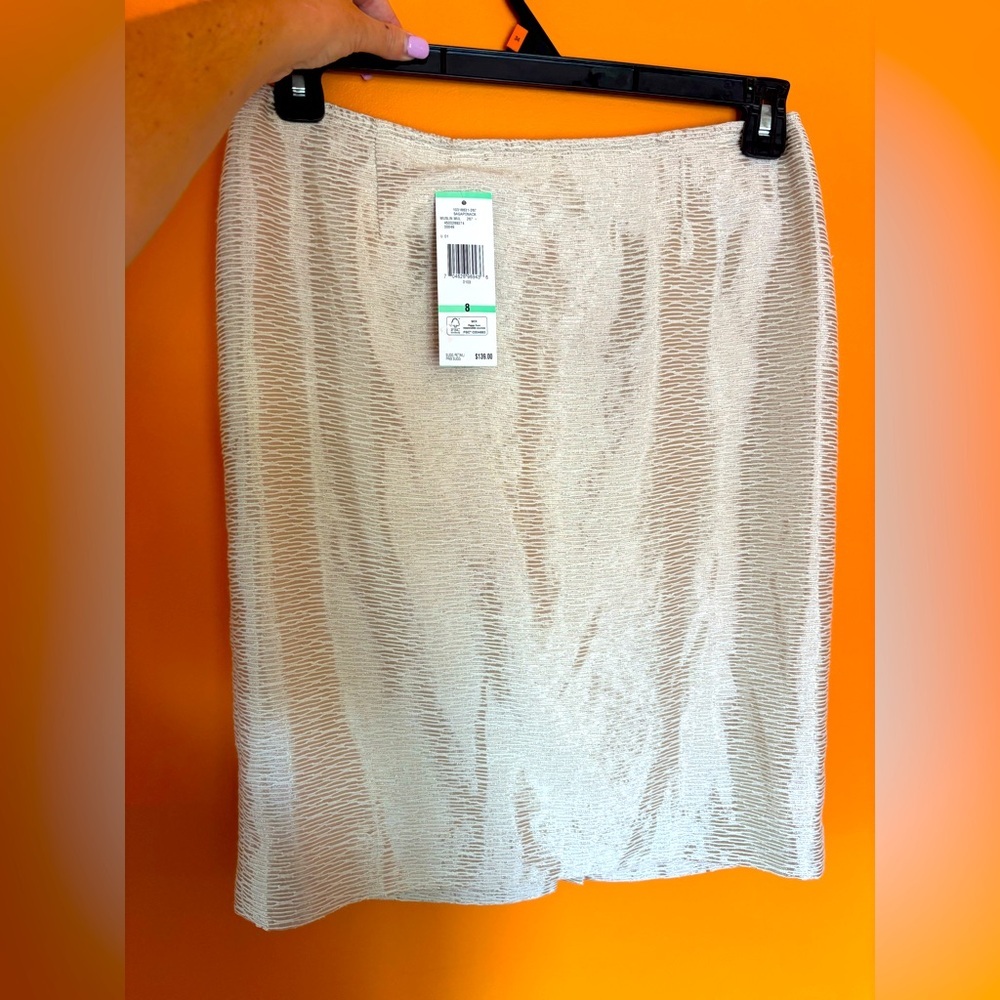 Jones New York 8 Textured Cream Pencil Skirt Size 8 Bodycon Double lined